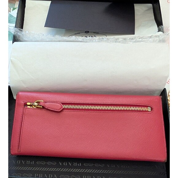 PRADA Ribbon Purse Peonia pink Safiano Women Wallet Box And Authentication Card - Picture 3 of 8